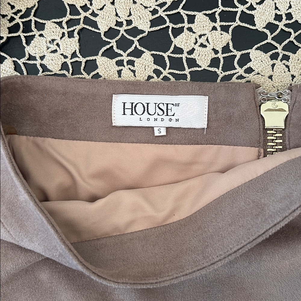 House Of CB Guiditta Taupe Suedette Skirt in Taupe - Picture 7 of 10